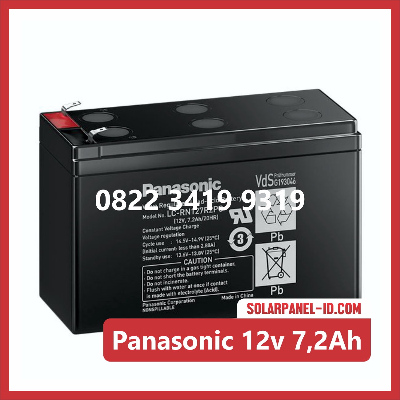 Baterai Solar Cell Panasonic VRLA 7.2Ah 12v
